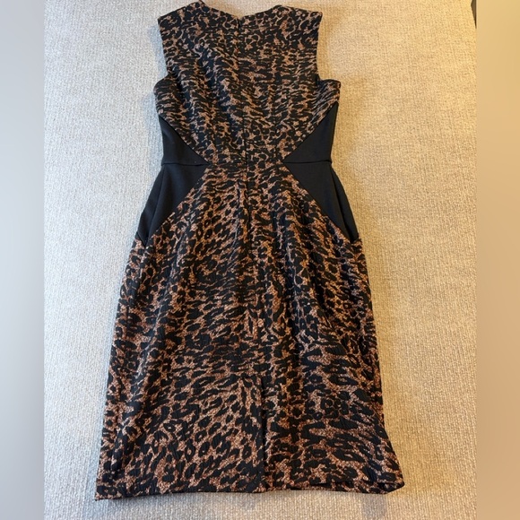 Calvin Klein Black and Brown Animal Print Midi Dress 1532 - Picture 4 of 4